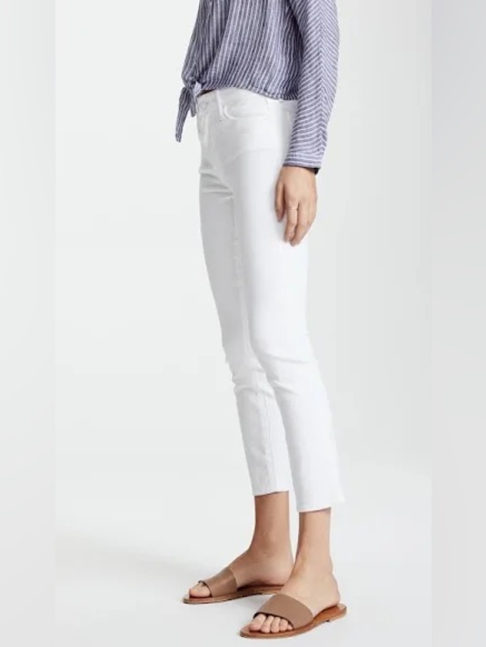 Mother The Looker Crop Jeans in Glass Slipper White Size 24